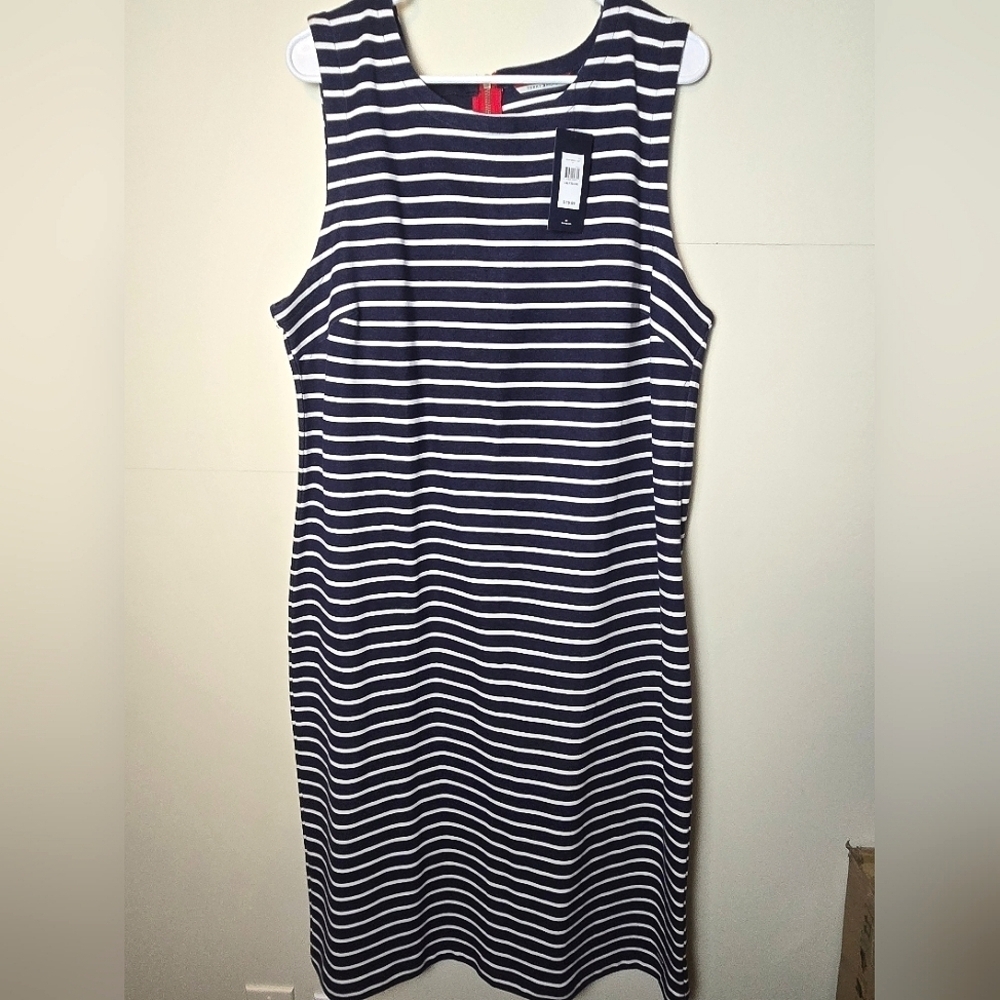 NWT Women's Tommy Hilfiger XXL Striped Nautical Sleeveless Dress Coastal Preppy